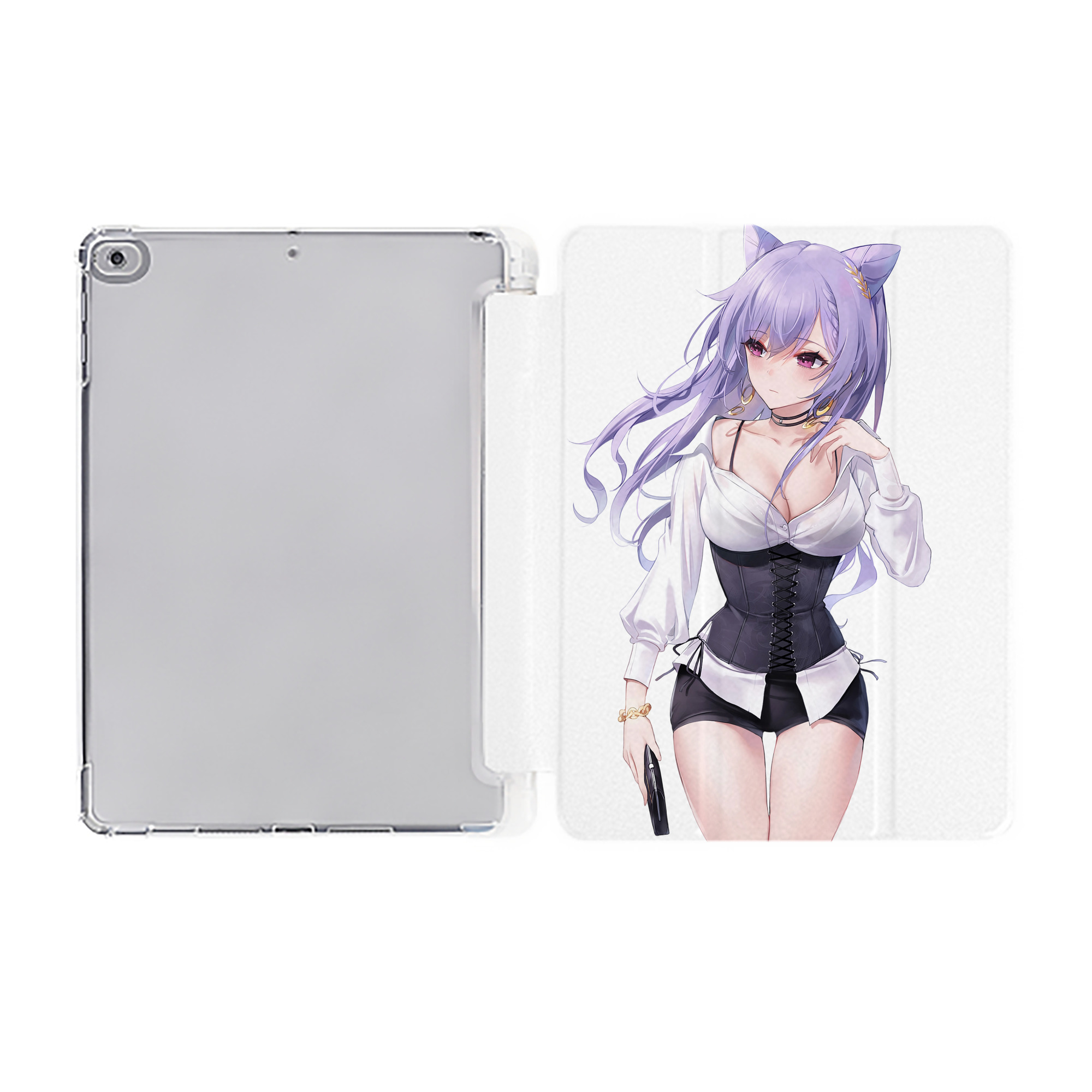 げんし神 刻晴 こくせい genshin Kokusei IPad ケース ペン収納付き 三つ折りスタンド PUレザー×シリコン 対応機種9.5/10.5/10.9インチ